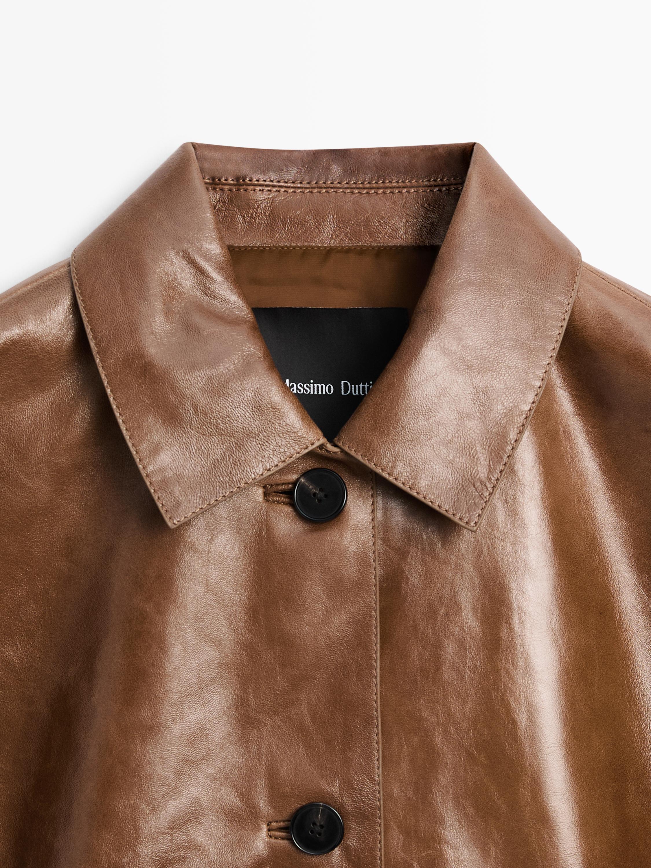 Veste courte en cuir nappa